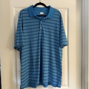 Greg Norman Men's Play Dry Performance Golf Polo Shirt Blue Stripe 2XL